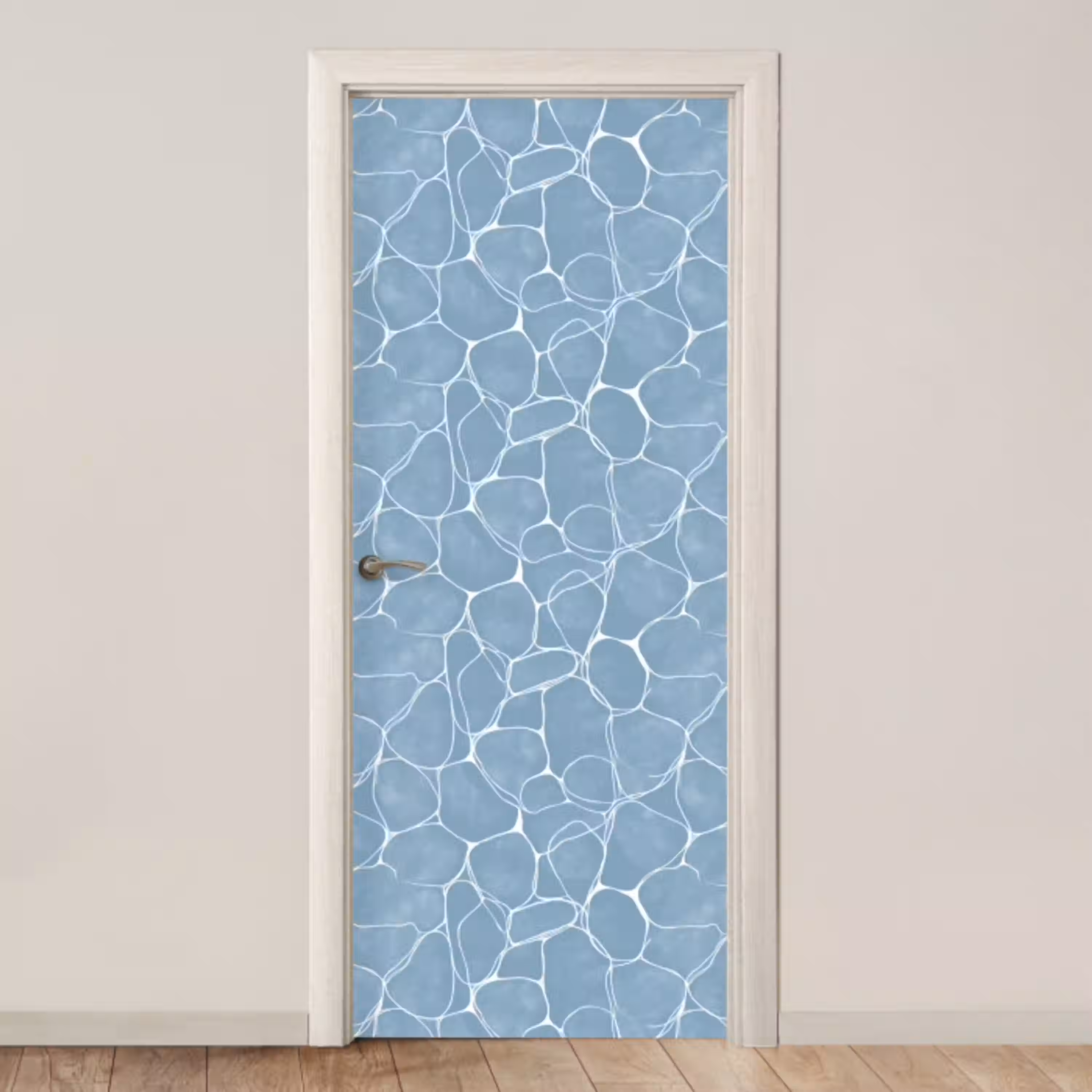 Organisch - Patroon - Blauw deurposter klein 289 -3d_beige