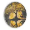 Boom - Verflook - Hert - Natuur - Goud Akoestische PET Vilt - Rond klein -3d