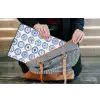 Borden - Bloemen - Patroon - Blauw laptophoes neopreen klein 279 -tas