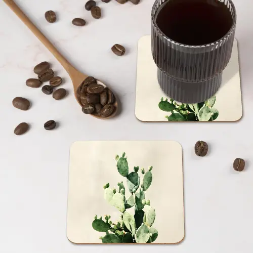 Cactus - Groen - Minimalistisch onderzetter kurk middel -sfeer2