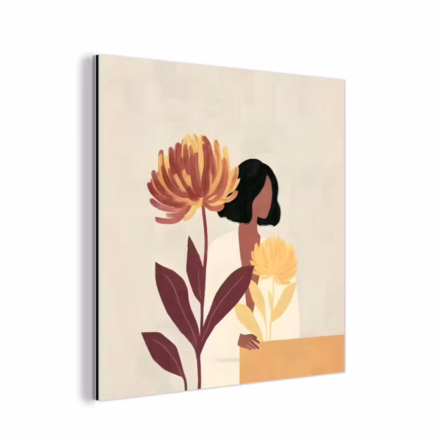 Aluminium schilderij - Vrouw - Minimalistisch - Bloem