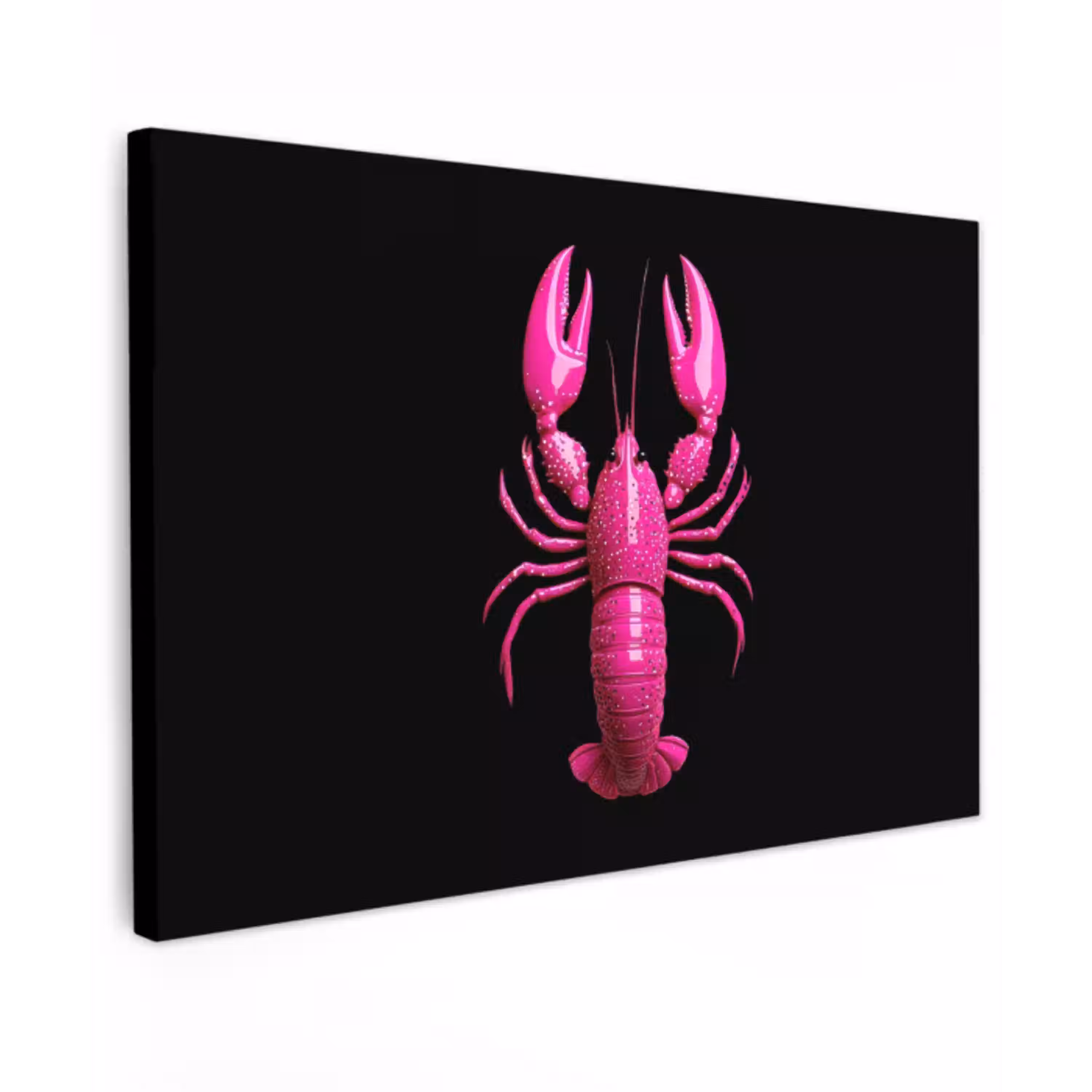 Kreeft - Felroze - Stippen - Opvallend Tuinposter op houten frame 2 cm dik klein -3d