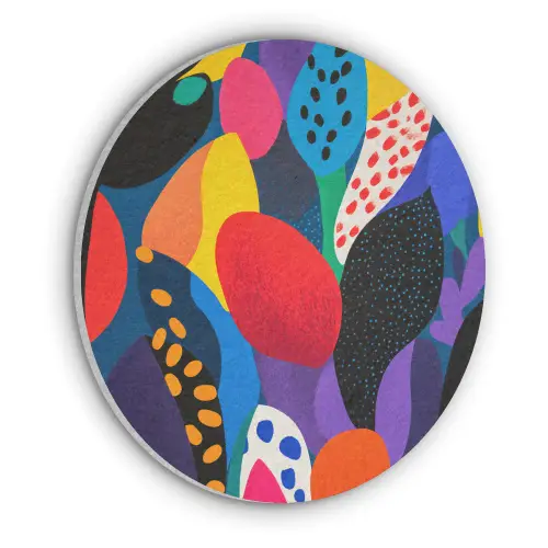 Bloemen - Bladeren - Abstract - Rood Akoestische PET Vilt - Rond klein -3d