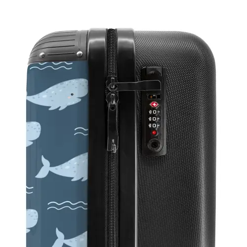 Walvis met golven patroon blauw NBS - Handbagage koffer - Kinderen Unisex middel -slot