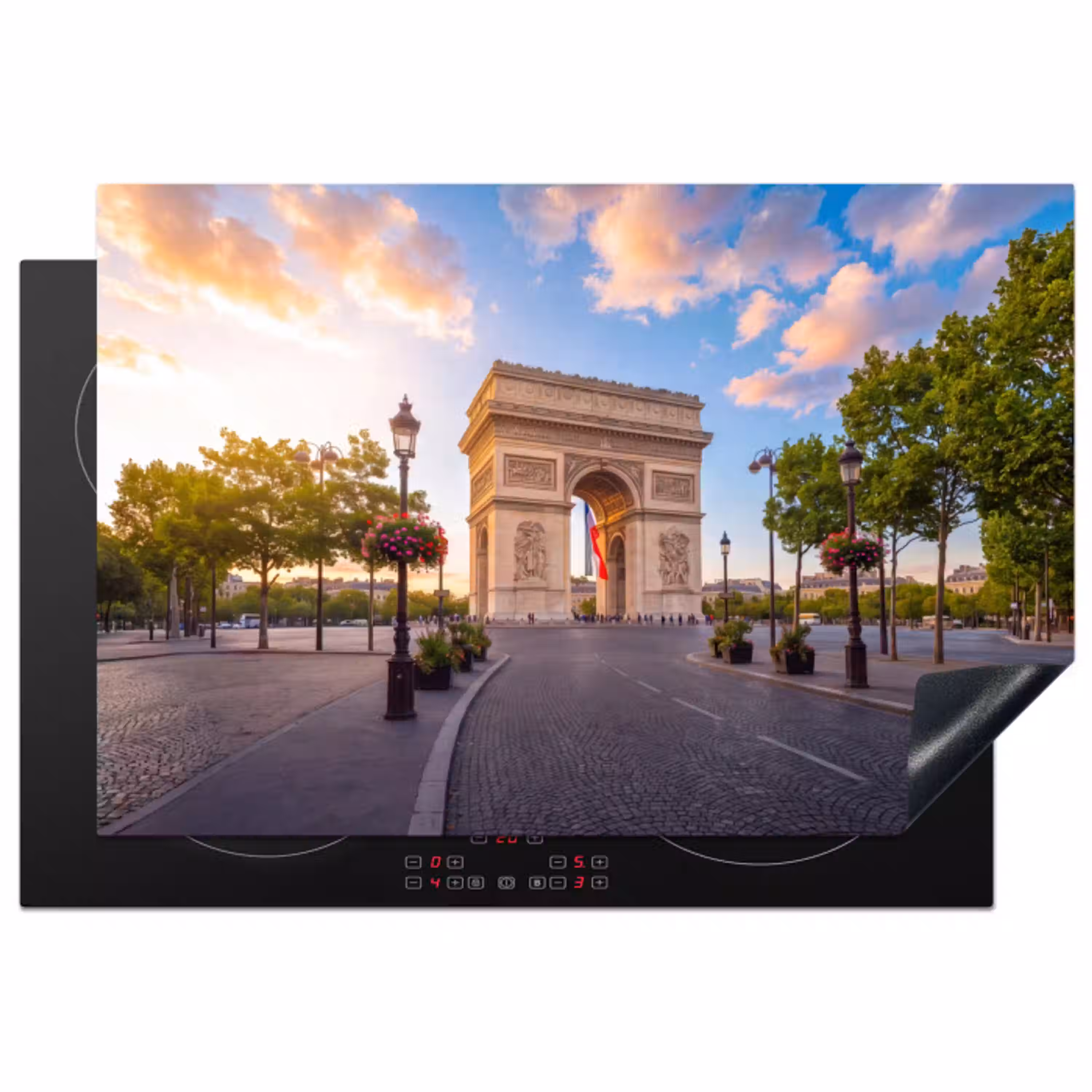 Monument - Parijs - Zonsondergang - Architectuur - Goud Inductie beschermer vinyl 3mm klein -3d