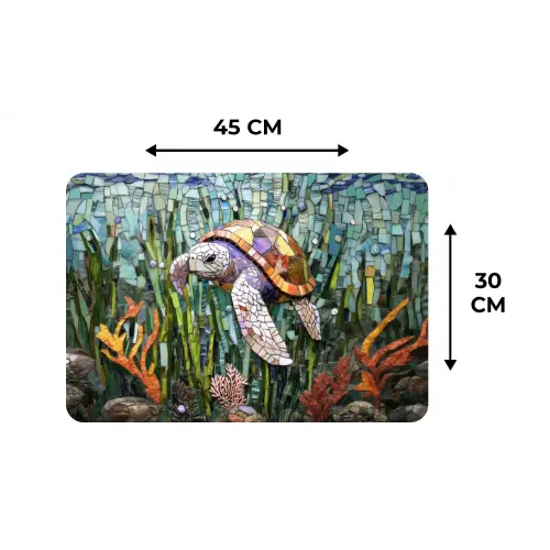 Schildpad - Zeewier - Mozaïek Placemat vinyl groot -specs
