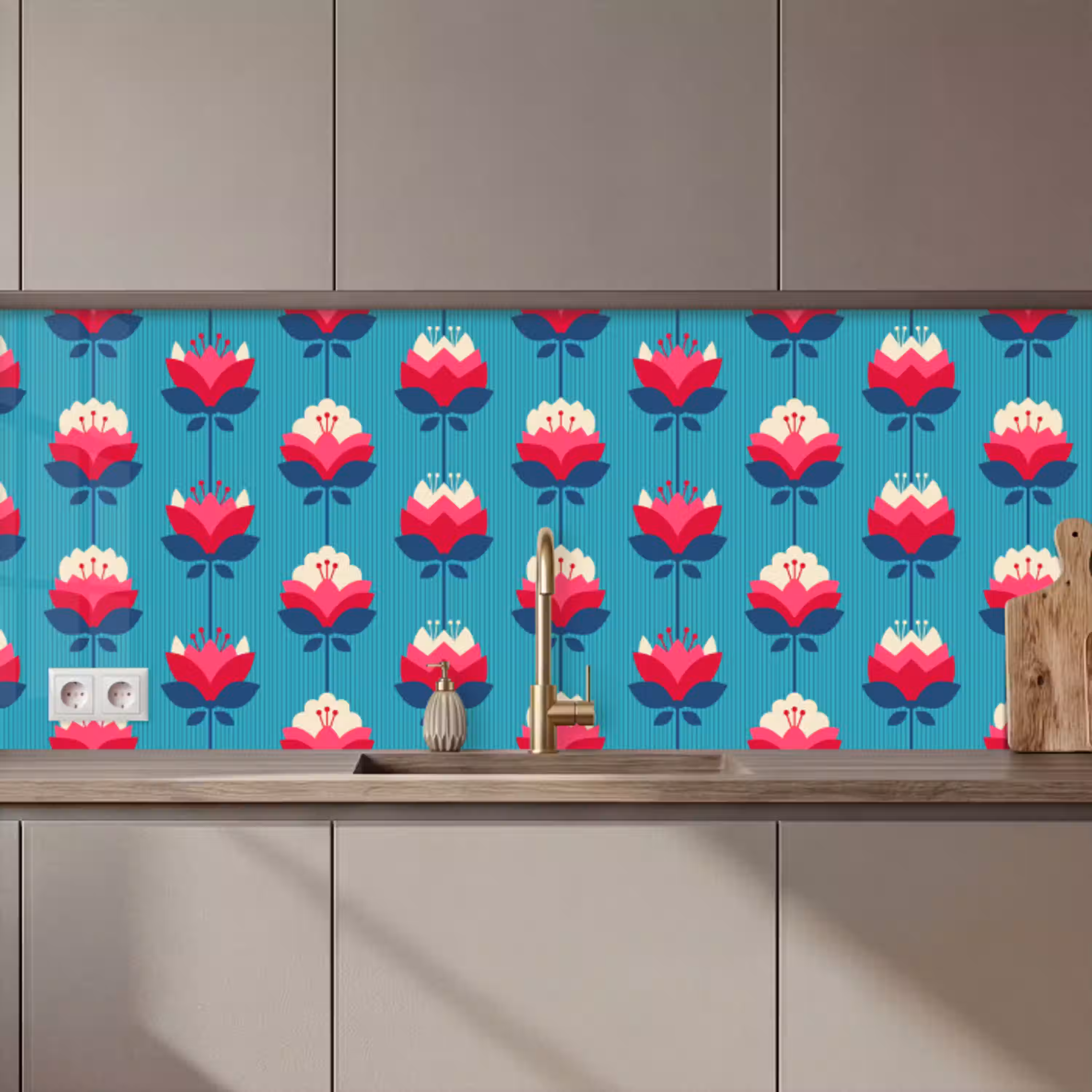 Patronen - Retro - Bloemen - Lelie keuken achterwand 2 middel 871 zz_3dshopping