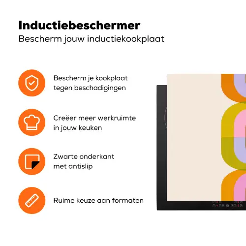 Stapel - Vormen - Geblokt - Oranje Inductie beschermer vinyl 3mm klein -zzzzzzz-td-ups