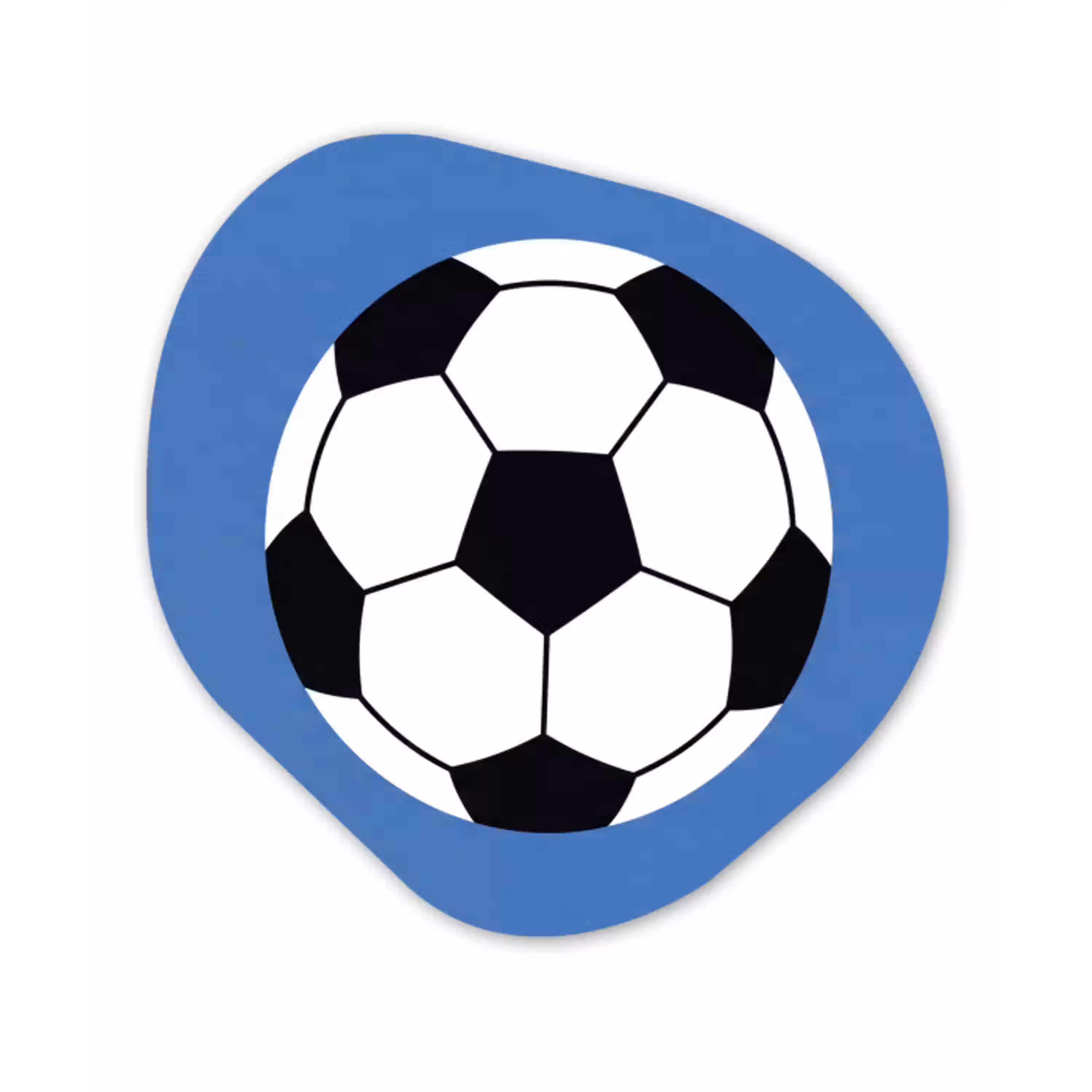 Voetbal - Zwart-wit - Sport - Illustratie - Blauw Wandcirkel Organisch Plexiglas middel -3d