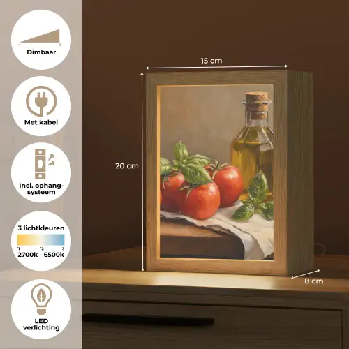 Tomaten - Olijfolie - Stilleven Light Box met kabel (Tafellamp) klein -USP_NL