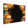 Fastfood - Graffiti - Hamburger - Eten - Modern Tuinposter op houten frame 2 cm dik klein -3d