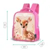 Hertje - Bloemen - Stippen - Roze Kinderrugzak - Roze middel -productfoto_formaten
