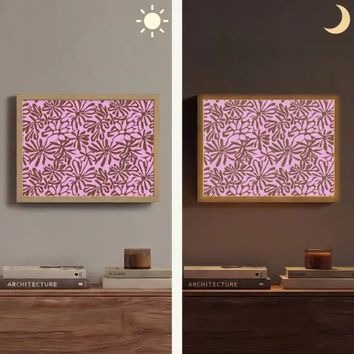 Organisch - Patroon - Roze Light Box met batterij (Wandlamp) middel 907 -sfeer3