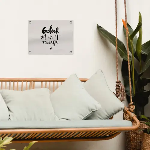 Quotes - Tekst - Geluk zit in 't zonnetje - Zomer tuinposter los doek klein -sfeer7