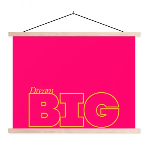 Minimalistisch - Roze - Dream big - Grafisch textielposter latten blank klein -3d
