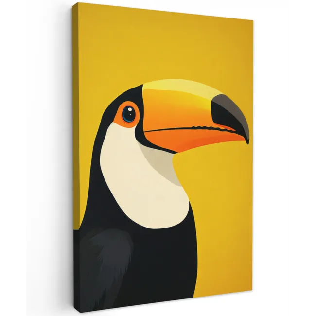 Toekan - Minimalistisch - Snavel - Oranje Tuinposter op houten frame 2 cm dik klein -3d