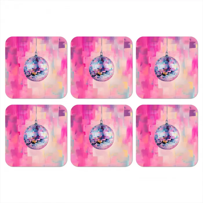 Discobal - Pink - Verf onderzetter kurk middel -3d