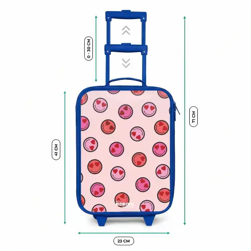 Hartje - Smiley - Patroon Kinderkoffer - Blauw klein -productfoto_formaten