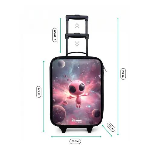 Roze Alien in Sterrennevel Kinderkoffer - Zwart klein -productfoto_formaten