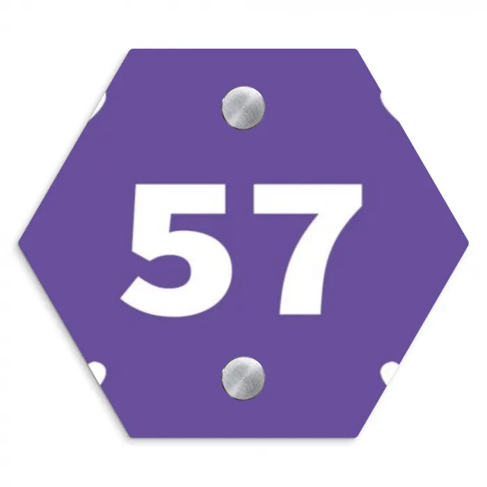Witte hartjes in hoeken - Traditioneel Naambord Hexagon klein -3d