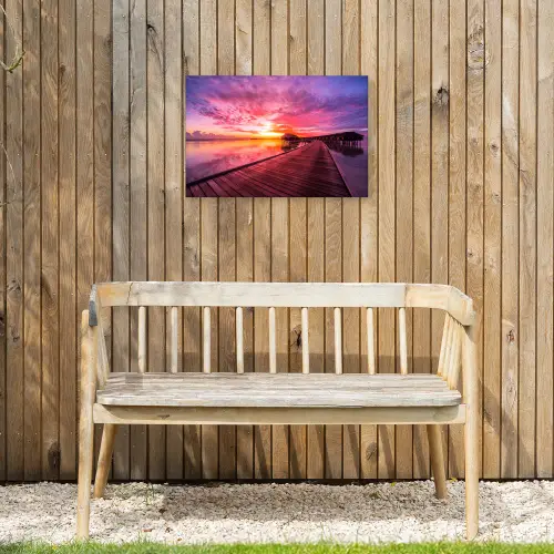 Steiger - Water - Zon - Roze - Horizon Tuinposter op houten frame 2 cm dik klein -sfeer4