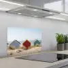 Strand - Huisjes - Kleurrijk - Duinen keuken achterwand spatscherm klein -3d_schuin