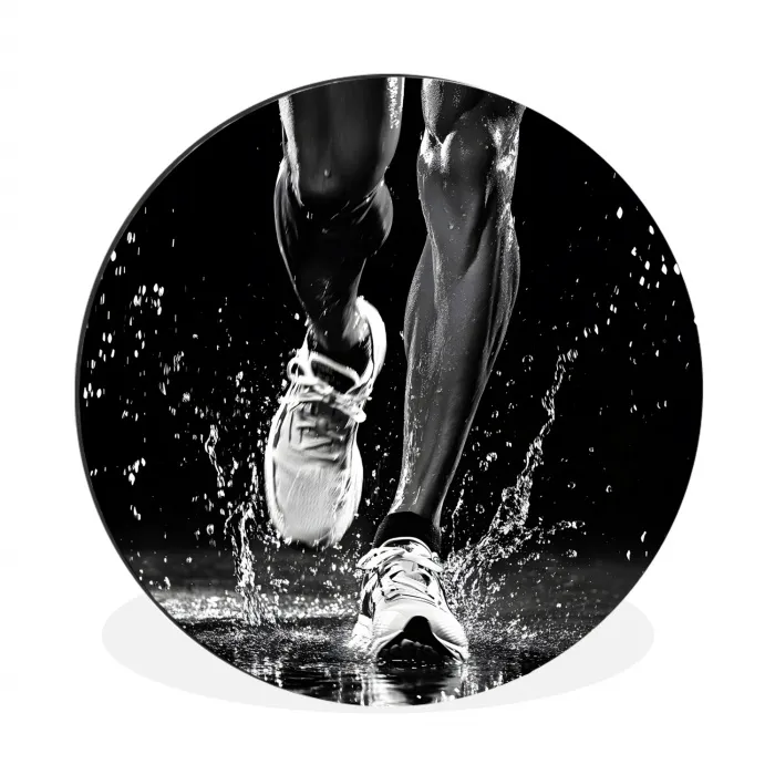 Hardloopschoenen - Rennen - Druppels - Zwart Wandcirkel aluminium klein -3d