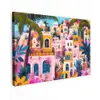 Kleurrijk - Roze - Oranje - Geel - Bloemen Tuinposter op houten frame 2 cm dik klein -3d