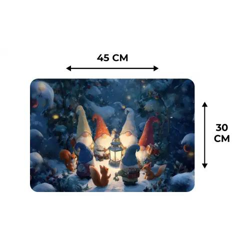 Winter - Gnooms - Eekhoorns - Meerkleurig Placemat vinyl groot -specs