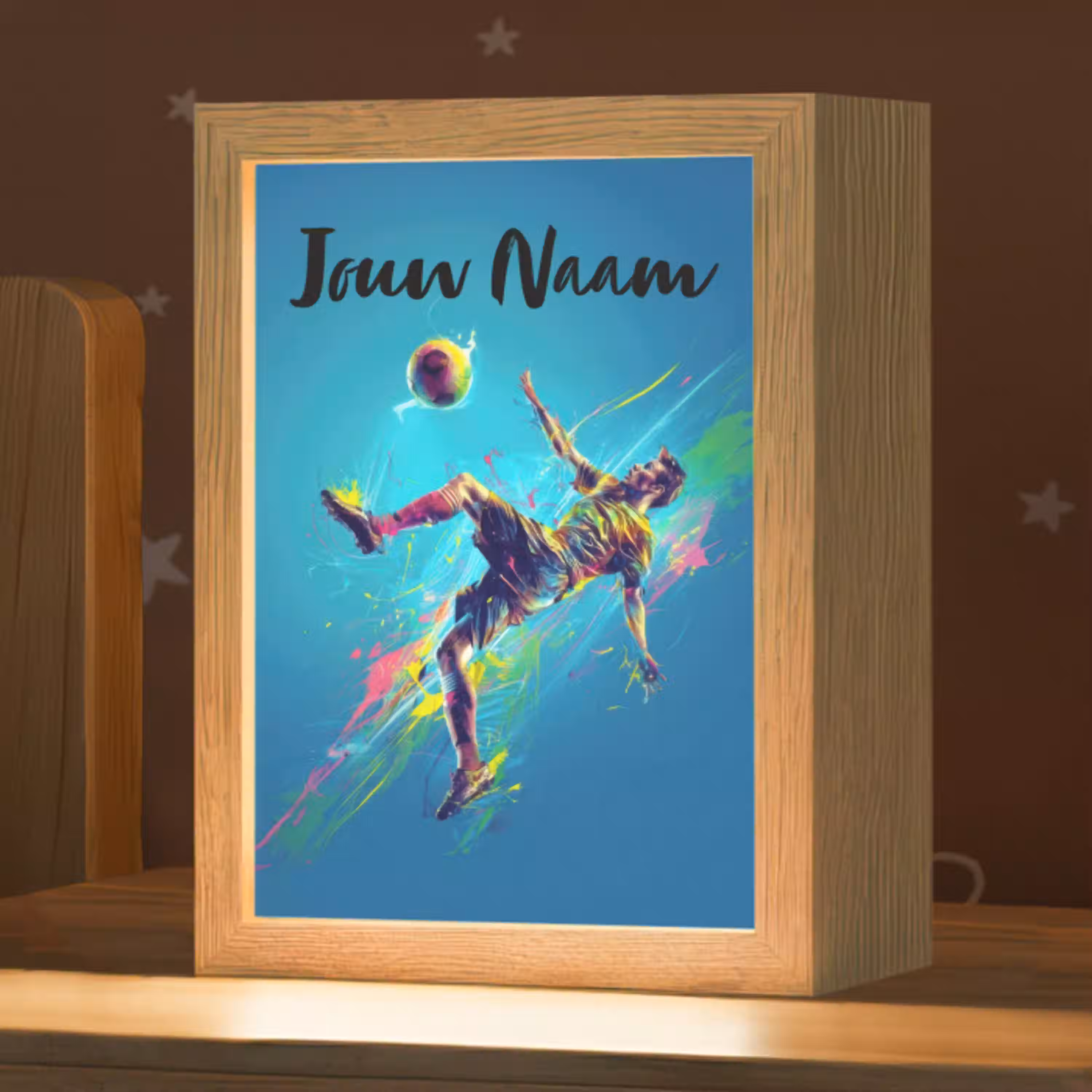 Neon - Voetbal - Schop - Kleurrijk Light Box met kabel (Kinderlampje) klein -zzz_3d_website