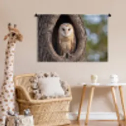 Kerkuil - Boom - Natuur - Bruin Wandkleed katoen middel -wsfeer5_kind
