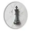 Schaakstuk - Koning - Zwart - Marmer Akoestische PET Vilt - Rond klein -3d
