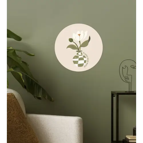 Bloem - Wit - Vaas - Quote Wandcirkel behangsticker klein -sfeer2