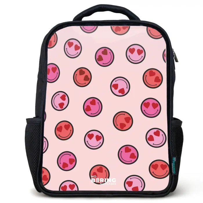Hartje - Smiley - Patroon Rugzak - Zwart middel -3d