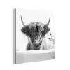Schotse Hooglander - Koe - Bad - Zwart wit aluminium wit klein -3d
