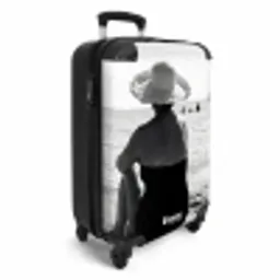 Zonnehoed - Strand - Zwart - Wit NBS - Handbagage koffer - Volwassenen Unisex middel -productfoto_3d