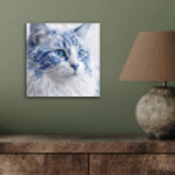 Kat - Patroon - Blauw aluminium wit klein -sfeer2