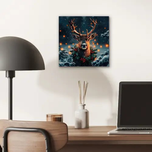 Hert - Kerst - Winter - Sneeuw - Kerstkrans aluminium wit klein -sfeer5