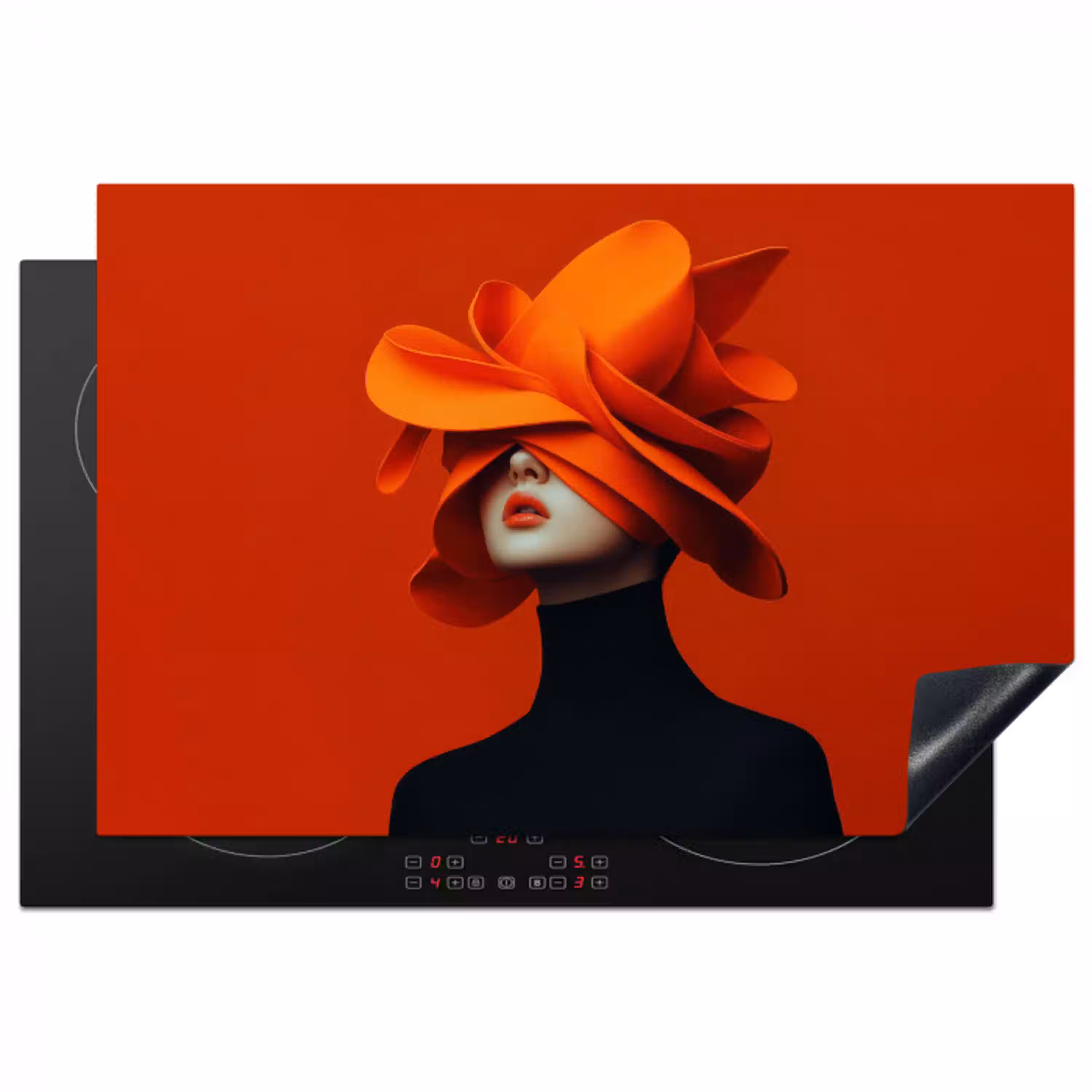 Oranje - Hoed - Vrouw Inductie beschermer vinyl 3mm klein -3d