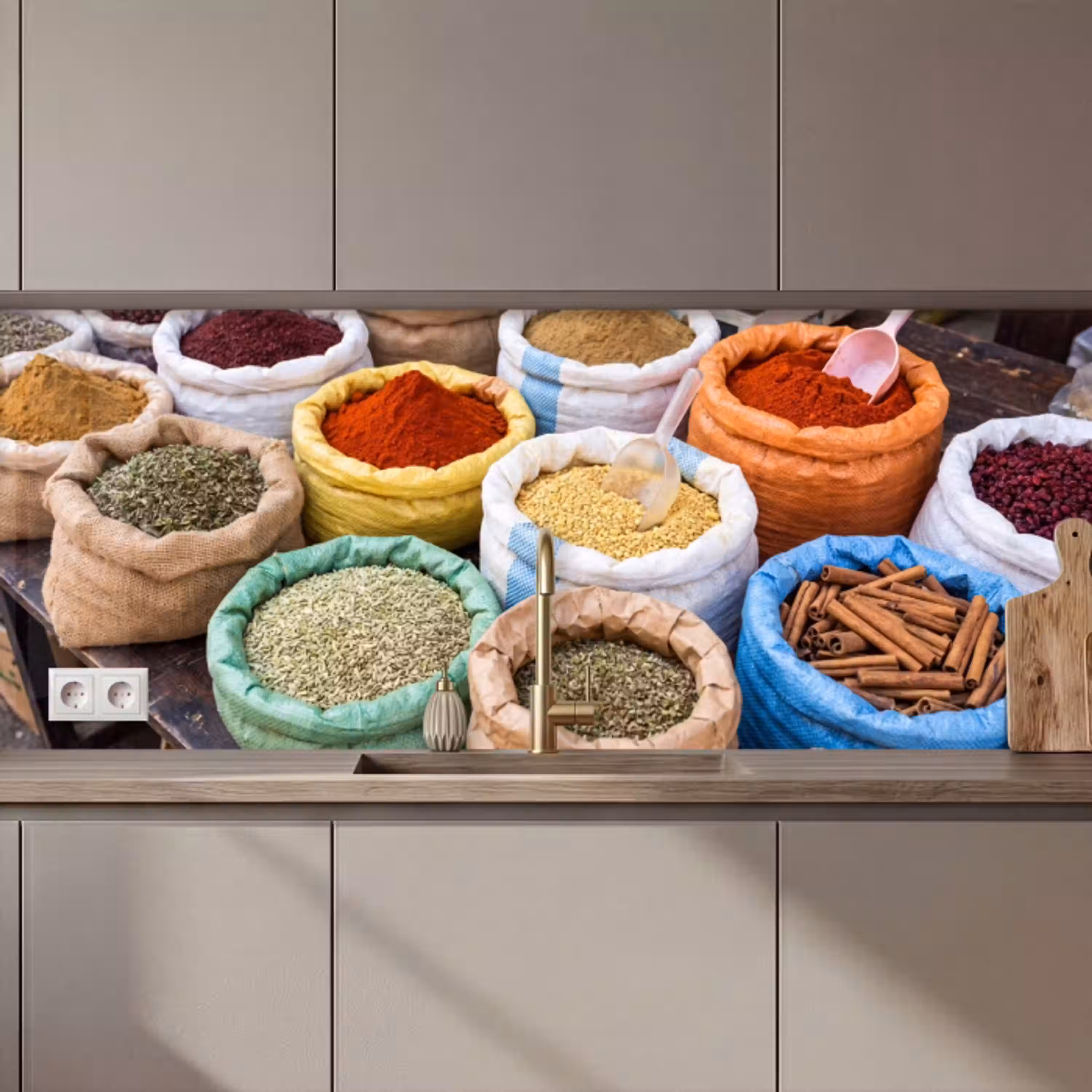 Kruiden - Zakken - Markt keuken achterwand 2 middel zz_3dshopping