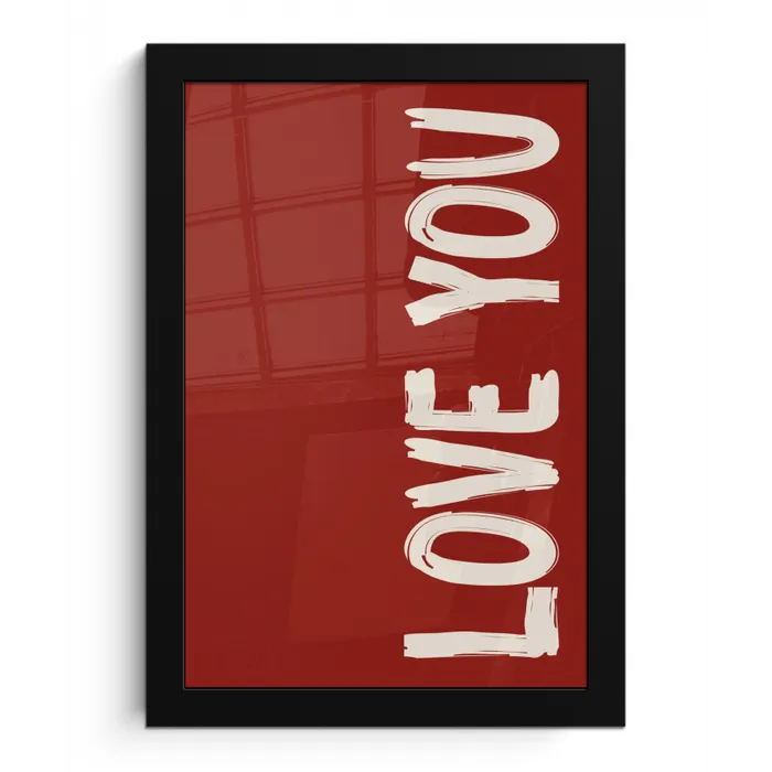 Schuin - Loveyou - Rood fotolijst zwart zonder passe partout klein -3d