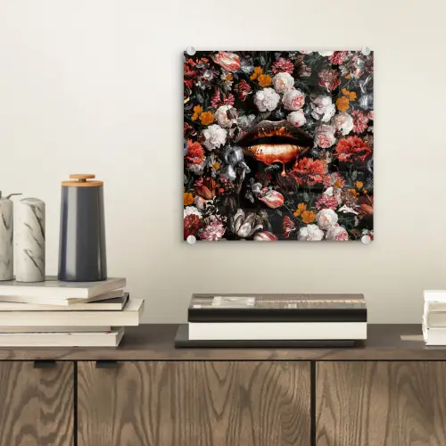 Lippen - Bloemen - Verf - Oranje - Kunst - Abstract - Oude meesters plexiglas 5mm klein -sfeer1