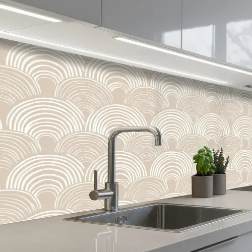 Golven - Structuur - Beige keuken achterwand 2 middel 871 -3d_schuin