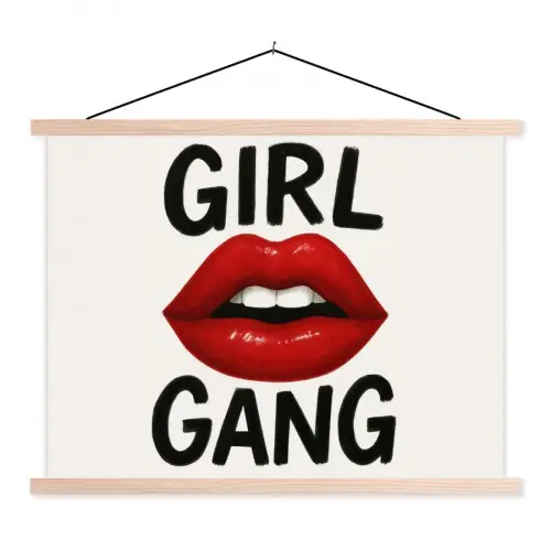 Lip - Girl - Rood - Letters textielposter latten blank klein -3d