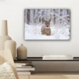 Hert - Sneeuw - Bos - Dieren - Vertederend canvas 2cm klein -sfeer6
