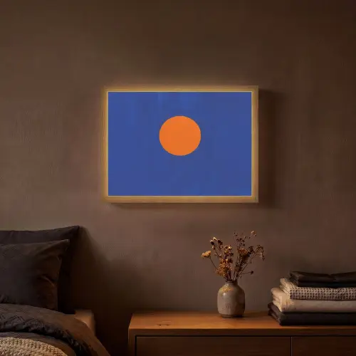 Vorm - Rond - Minimalistisch - Blauw Light Box met batterij (Wandlamp) middel -sfeer4