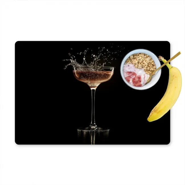 Cocktail - Zwart - Spetters - Glas Placemat vinyl groot -zzzproduct_Kitchenyeah-website