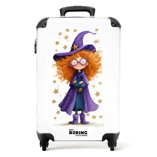 Magische heks met oranje krullen en een paarse mantel NBS - Handbagage koffer - Kinderen Unisex middel -productfoto_recht