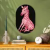 Zebra - Roze - Gestreept Wandcirkel Ovaal Forex klein -sfeer2