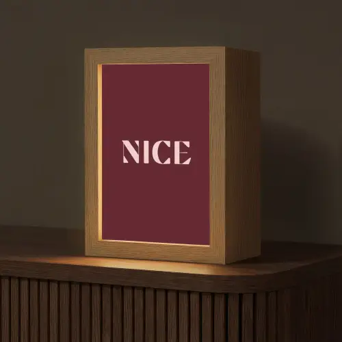 Nice - Bordeaux - Roze Light Box met kabel (Tafellamp) klein -z3d_website